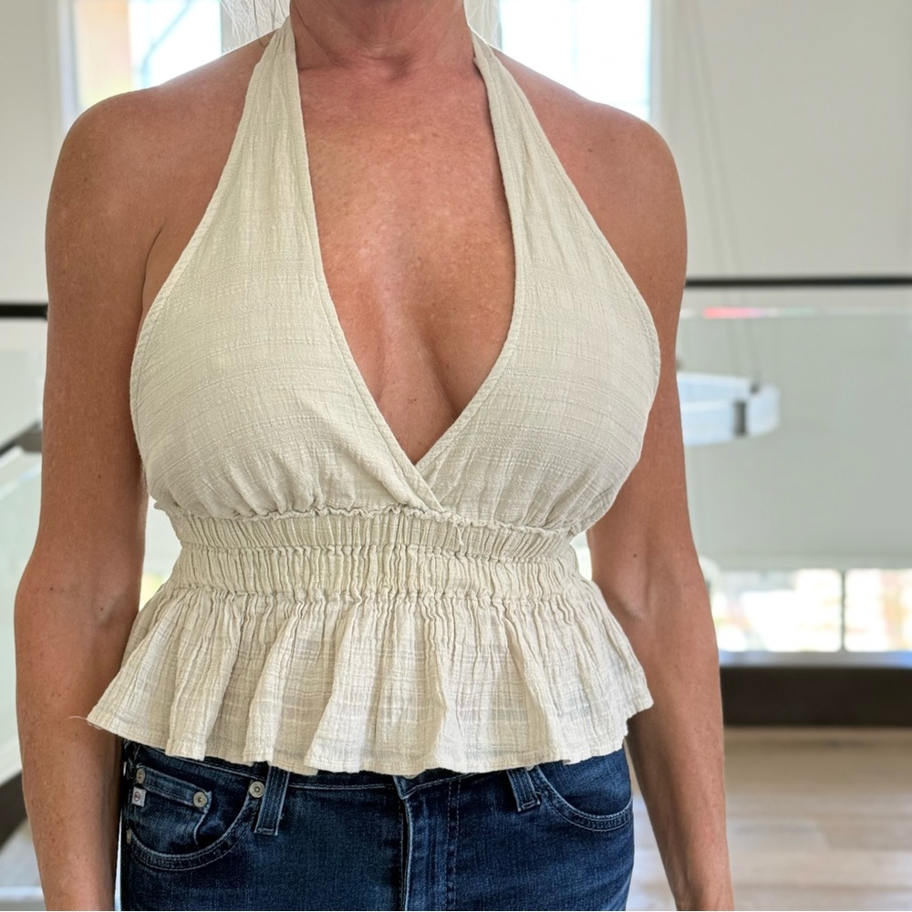 Elegant Cream Halter Top